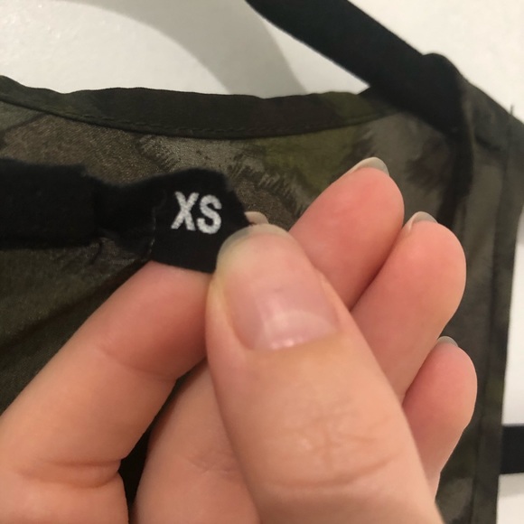 Camouflage Camo Army Green Sheer Tank Top XS - Picture 5 of 6